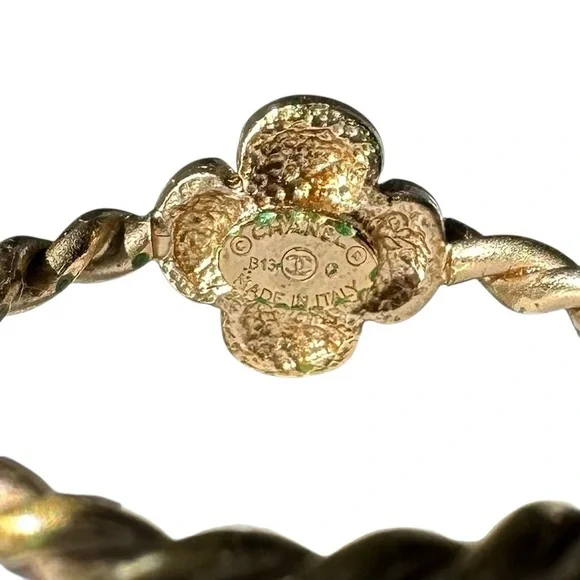 Chanel Gold B13 Camellia Flower Twist Band Ring with Box Size 6 - Picture 3 of 15